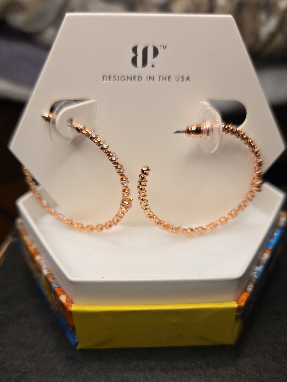 Textured Rose Gold Hoop Earrings by BP.
